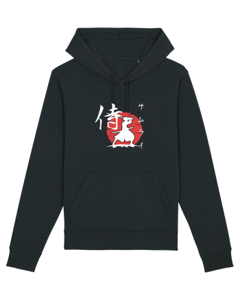 Siluetă Samurai (kanji și katakana) alb Black