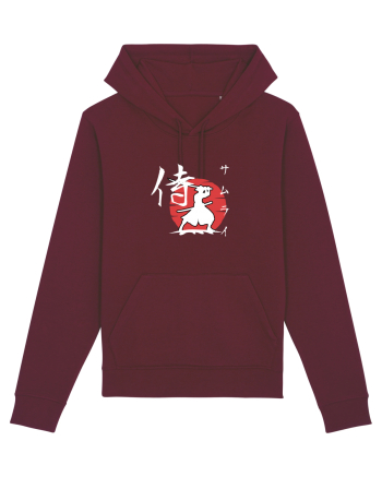 Siluetă Samurai (kanji și katakana) alb Burgundy