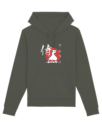 Siluetă Samurai (kanji și katakana) alb Khaki