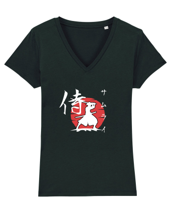 Siluetă Samurai (kanji și katakana) alb Black
