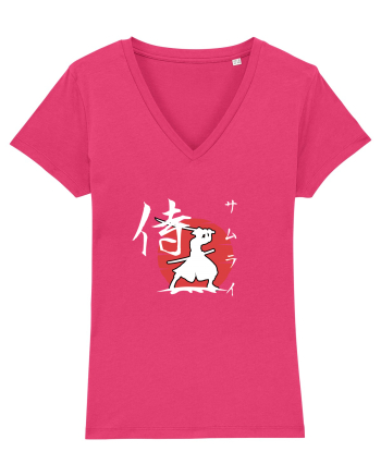 Siluetă Samurai (kanji și katakana) alb Raspberry