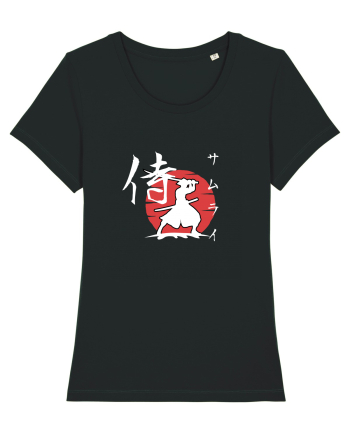 Siluetă Samurai (kanji și katakana) alb Black
