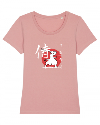 Siluetă Samurai (kanji și katakana) alb Canyon Pink