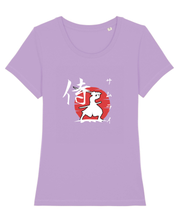 Siluetă Samurai (kanji și katakana) alb Lavender Dawn