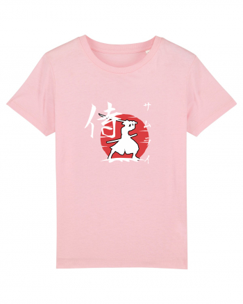 Siluetă Samurai (kanji și katakana) alb Cotton Pink