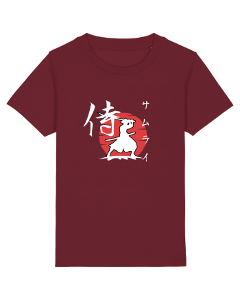 Siluetă Samurai (kanji și katakana) alb Burgundy