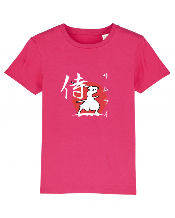Siluetă Samurai (kanji și katakana) alb Raspberry