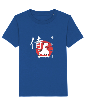 Siluetă Samurai (kanji și katakana) alb Majorelle Blue