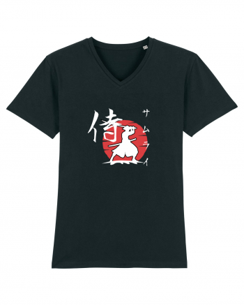 Siluetă Samurai (kanji și katakana) alb Black