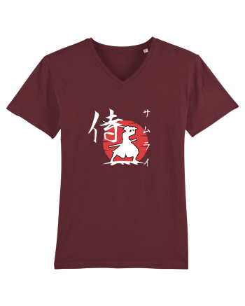 Siluetă Samurai (kanji și katakana) alb Burgundy