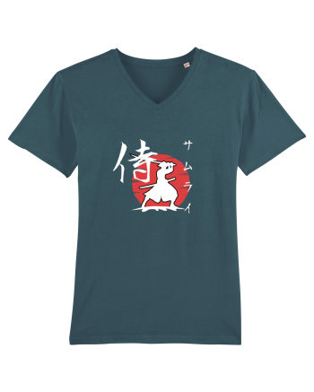 Siluetă Samurai (kanji și katakana) alb Stargazer