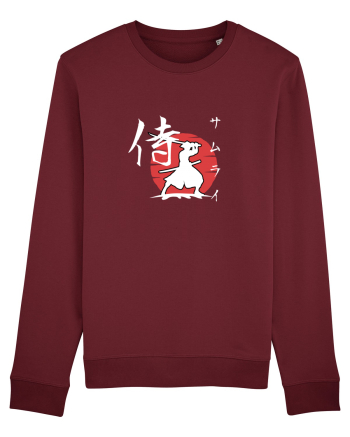 Siluetă Samurai (kanji și katakana) alb Burgundy