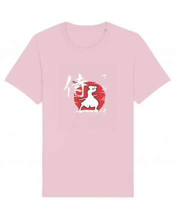 Siluetă Samurai (kanji și katakana) alb Cotton Pink