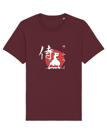 Siluetă Samurai (kanji și katakana) alb Burgundy
