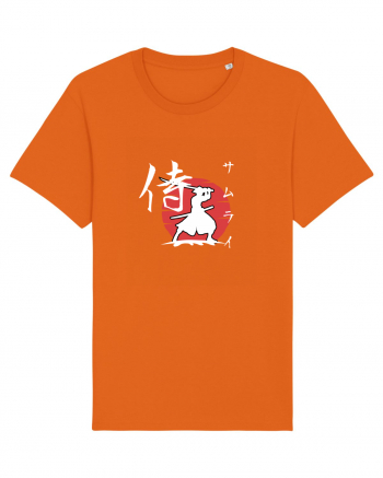 Siluetă Samurai (kanji și katakana) alb Bright Orange