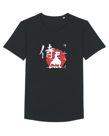 Siluetă Samurai (kanji și katakana) alb Black