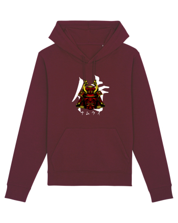 Cap Samurai (kanji și katakana) alb Burgundy
