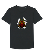 Cap Samurai (kanji și katakana) alb Tricou mânecă scurtă guler larg Bărbat Skater