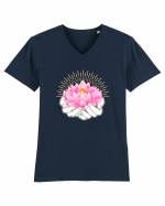 Yoga Lotus Roz Auriu Tricou mânecă scurtă guler V Bărbat Presenter