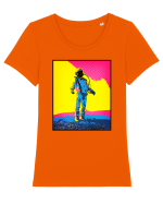 Retro Astronaut  Tricou mânecă scurtă guler larg fitted Damă Expresser