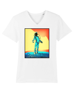 Retro Astronaut  Tricou mânecă scurtă guler V Bărbat Presenter