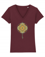 Yoga Mandala in Dreamcatcher Tricou mânecă scurtă guler V Damă Evoker