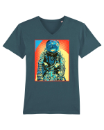 Retro Astronaut  Tricou mânecă scurtă guler V Bărbat Presenter