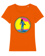 Retro Astronaut  Tricou mânecă scurtă guler larg fitted Damă Expresser