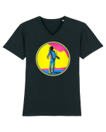 Retro Astronaut  Tricou mânecă scurtă guler V Bărbat Presenter