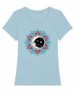 Mandala cu Luna Yoga Tricou mânecă scurtă guler larg fitted Damă Expresser