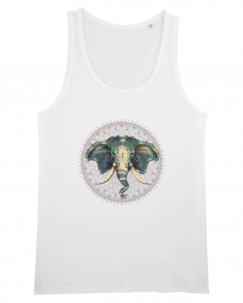 Yoga Elefant in Mandala White
