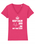 KEEP CALM Tricou mânecă scurtă guler V Damă Evoker