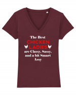 CHICKEN LADIES Tricou mânecă scurtă guler V Damă Evoker