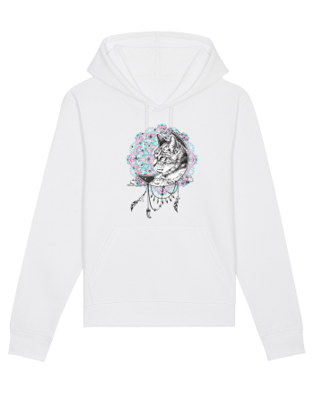 Pisică în Lună Dreamcatcher Mandala White