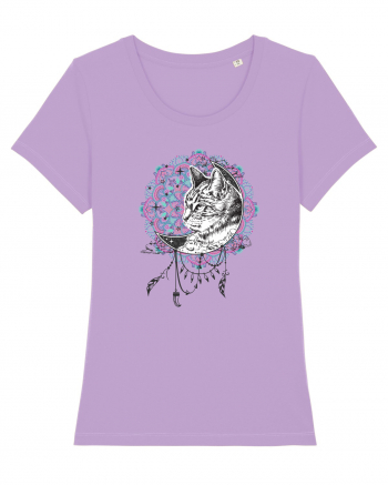 Pisică în Lună Dreamcatcher Mandala Lavender Dawn