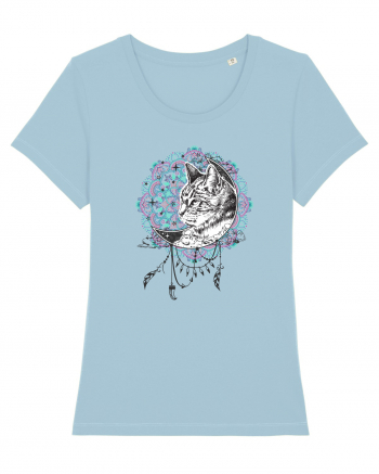 Pisică în Lună Dreamcatcher Mandala Sky Blue
