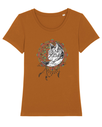 Pisică în Lună Dreamcatcher Mandala Roasted Orange