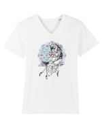 Pisică în Lună Dreamcatcher Mandala Tricou mânecă scurtă guler V Bărbat Presenter