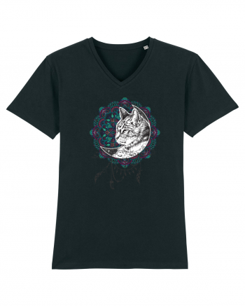 Pisică în Lună Dreamcatcher Mandala Black