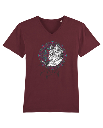 Pisică în Lună Dreamcatcher Mandala Burgundy