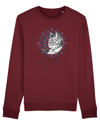 Pisică în Lună Dreamcatcher Mandala Burgundy