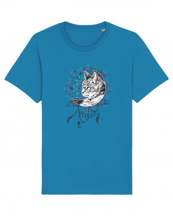 Pisică în Lună Dreamcatcher Mandala Azur