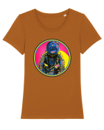 Retro Astronaut  Tricou mânecă scurtă guler larg fitted Damă Expresser