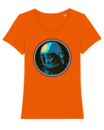 Retro Astronaut  Tricou mânecă scurtă guler larg fitted Damă Expresser