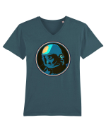 Retro Astronaut  Tricou mânecă scurtă guler V Bărbat Presenter