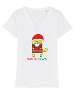 Santa Paws Tricou mânecă scurtă guler V Damă Evoker