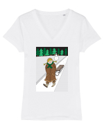 Fetița cu sanie Tricou mânecă scurtă guler V Damă Evoker