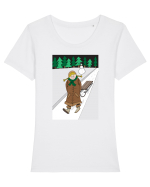 Fetița cu sanie Tricou mânecă scurtă guler larg fitted Damă Expresser