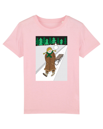 Fetița cu sanie Cotton Pink
