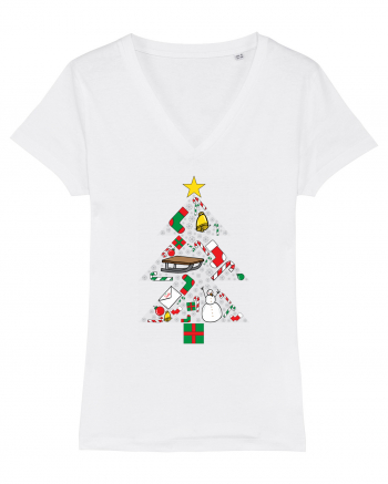 Christmas Tree Tricou mânecă scurtă guler V Damă Evoker